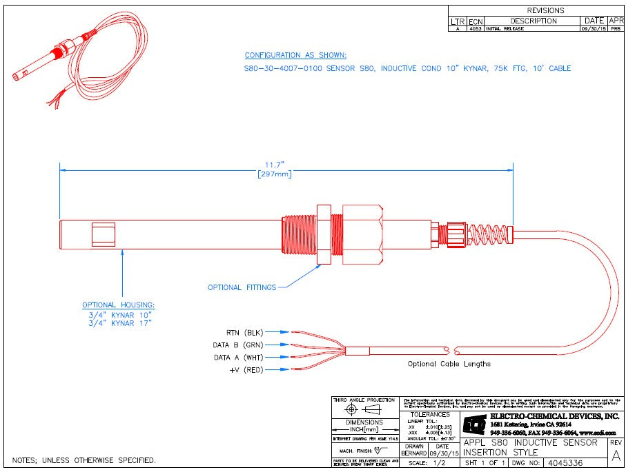 Inductive (Toroidal, Non-Contacting) Sensor S80; Range: 1mS-2S